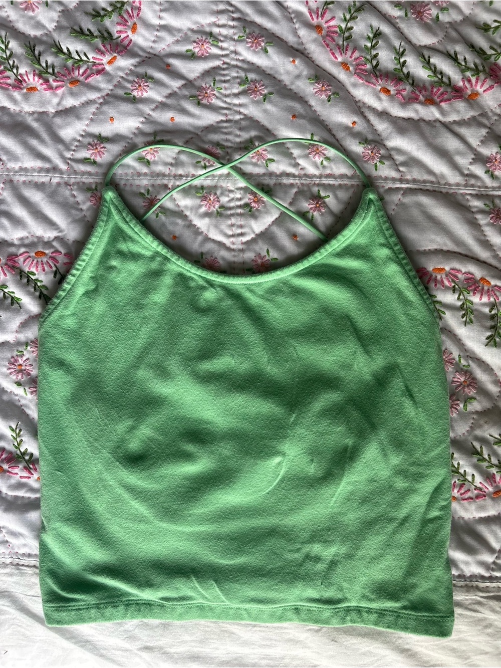 American Eagle Women’s Green Cross-Back Tank Top